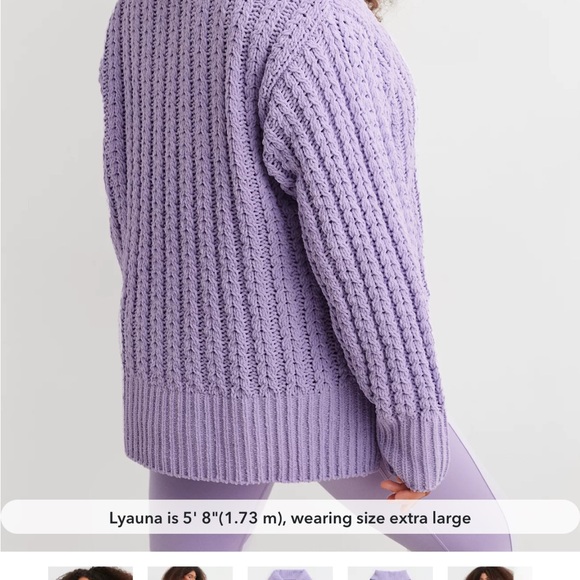 Aerie Cable Car Quarter Zip Sweater in Purple Wash, Small - Picture 3 of 3